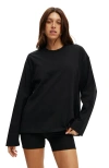 Cotton On Body Long Sleeve Graphic Crew In Black