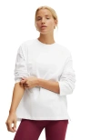 Cotton On Body Long Sleeve Graphic Crew In White Body Wellness Club