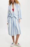 Cotton On Body Luxe Terry Robe In Blue White Claudia Stripe