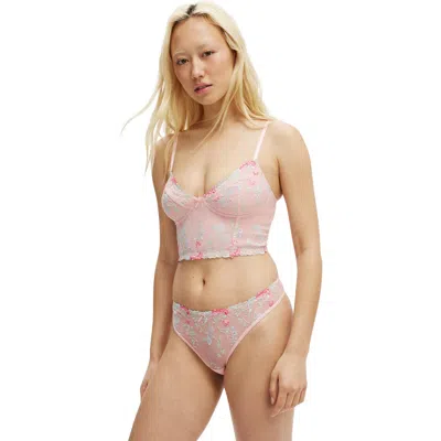 Cotton On Body Margot Embroidered Mesh Longline Bralette In Pink