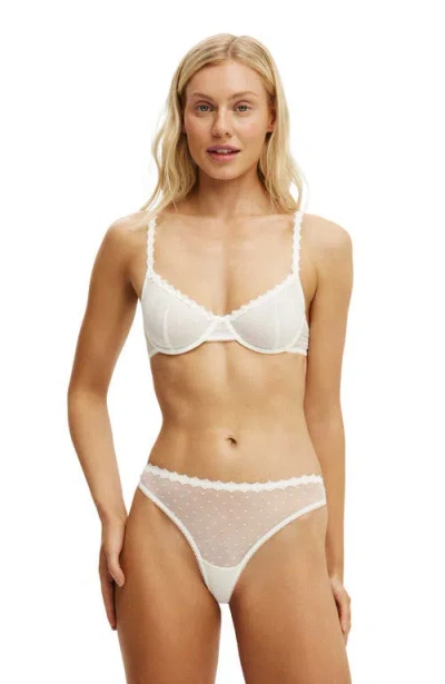 Cotton On Body Mia Spot Mesh Underwire Bra In Coconut Milk