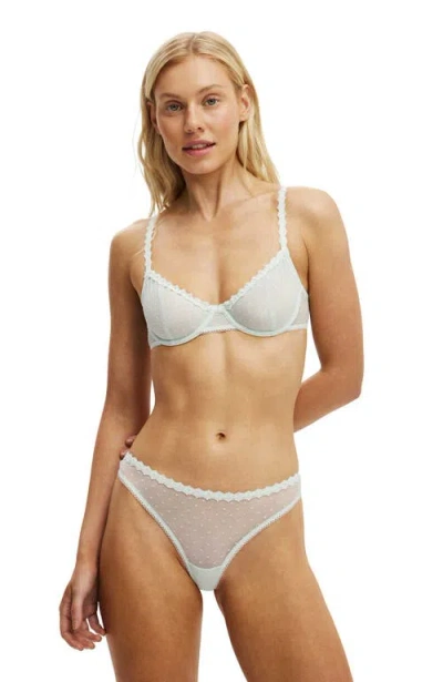 Cotton On Body Mia Spot Mesh Underwire Bra In Milky Matcha