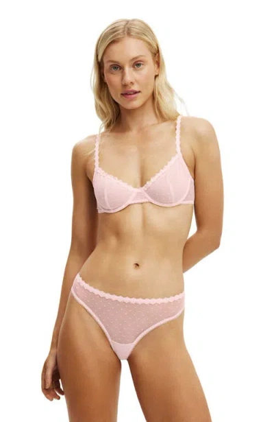 Cotton On Body Mia Spot Mesh Underwire Bra In Pink Kiss
