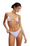Cotton On Body Micro Slider Triangle Bikini Top In Blue Sky Gingham