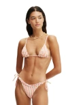 Cotton On Body Micro Slider Triangle Bikini Top In Shell Pink Gingham