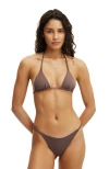 Cotton On Body Micro String Triangle Bikini Top In Brown