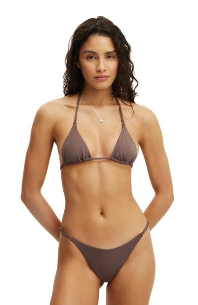 Cotton On Body Micro String Triangle Bikini Top In Brown