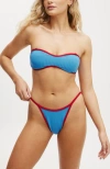 Cotton On Body Micro Tanga Brazilian Bikini Bottom In Tranquil Blue Rib
