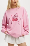 Cotton On Body Novelty Sleep Fleece In Washed Pink Cherry Bow