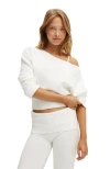 Cotton On Body Off The Shoulder Fluffy Knit Jumper In White