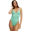 Cotton On Body Open Back Strapy One Piece Brazilian In Green Blue Space Dye