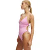 Cotton On Body Open Back Strapy One Piece Brazilian In Hyper Violet Stripe
