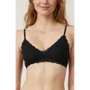 Cotton On Body Organic Cotton Lace Triangle Padded Bralette In Black Pointelle