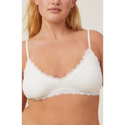Cotton On Body Organic Cotton Lace Triangle Padded Bralette In Butterscotch Marle