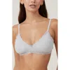 Cotton On Body Organic Cotton Lace Triangle Padded Bralette In Grey Marle Pointelle