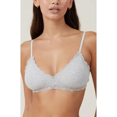 Cotton On Body Organic Cotton Lace Triangle Padded Bralette In Grey Marle Pointelle