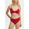 Cotton On Body Organic Cotton Lace Triangle Padded Bralette In Lily Daisy Warm Cherry