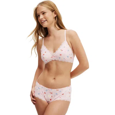 Cotton On Body Organic Cotton Lace Triangle Padded Bralette In Pink
