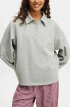 Cotton On Body Oversized Collared Lounge Fleece Sweater In Grey Marle