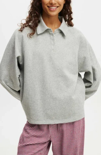 Cotton On Body Oversized Collared Lounge Fleece Sweater In Grey Marle