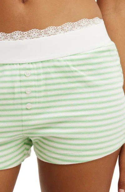 Cotton On Body Peached Jersey Boyshort In Spring Green Charlie Stripe