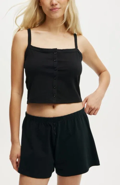 Cotton On Body Peached Jersey Button Up Cami In Black