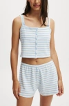 Cotton On Body Peached Jersey Button Up Cami In Windsurfer Claire Stripe