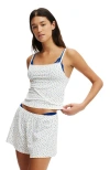 Cotton On Body Peached Jersey Lace Cami In White Blue Wild Flower