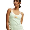 Cotton On Body Peached Jersey Longline Cami In White Spring Greenstripe