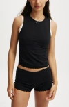 Cotton On Body Peached Jersey Ruched Tank In Black