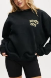 Cotton On Body Plush Graphic Crew Sweatshirt In Blackdusty Khaki