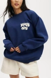 Cotton On Body Plush Graphic Crew Sweatshirt In Heritage Bluelemon Icing