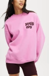 Cotton On Body Plush Graphic Crew Sweatshirt In Pink Icingdark Oak