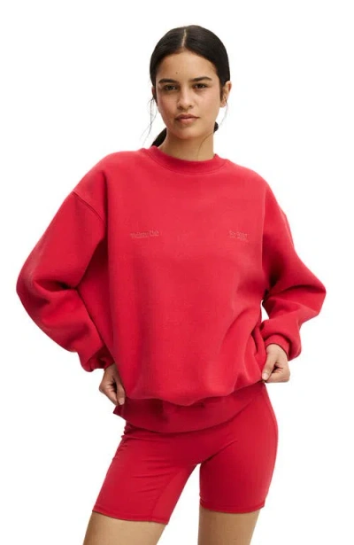 Cotton On Body Plush Graphic Crew Sweatshirt In Red