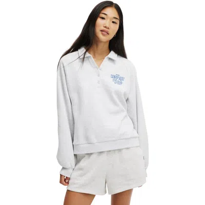 Cotton On Body Plush Graphic Polo In Cloudy Grey Marle Resort