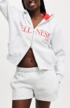 Cotton On Body Plush Graphic Zip Through In Cloudy Grey Marle Raspberry