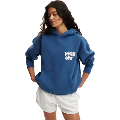 Cotton On Body Plush Premium Graphic Hoodie In Deep Blue Wellness Club