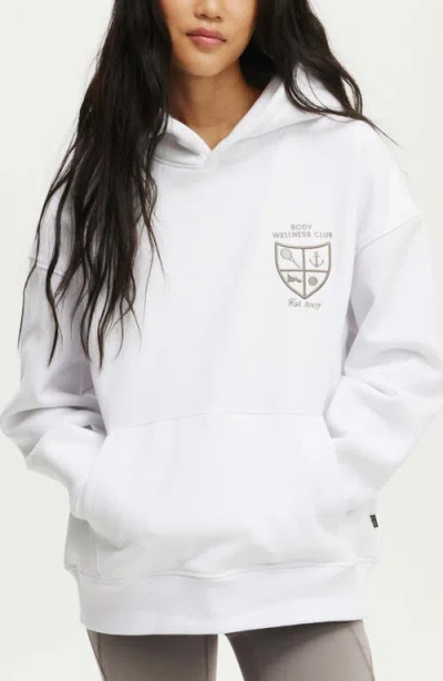 Cotton On Body Plush Premium Graphic Hoodie In White Heritage Wellness Club