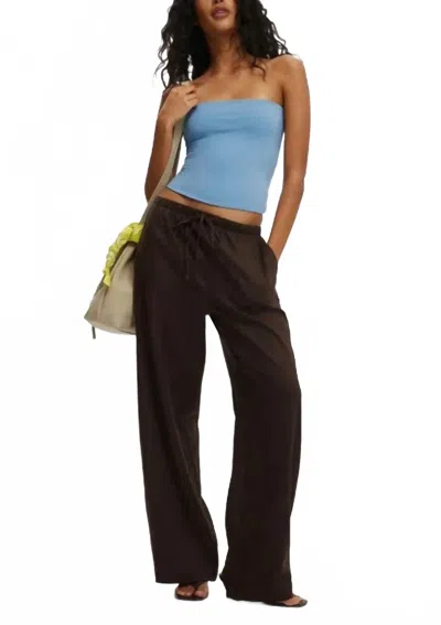 Cotton On Body Pull-on Wide Leg Linen Pants In Brownie In Black