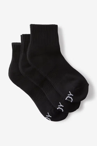 Cotton On Body Qtr Crew Sock 3pk In Black