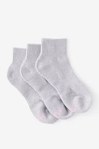 Cotton On Body Qtr Crew Sock 3pk In Gray