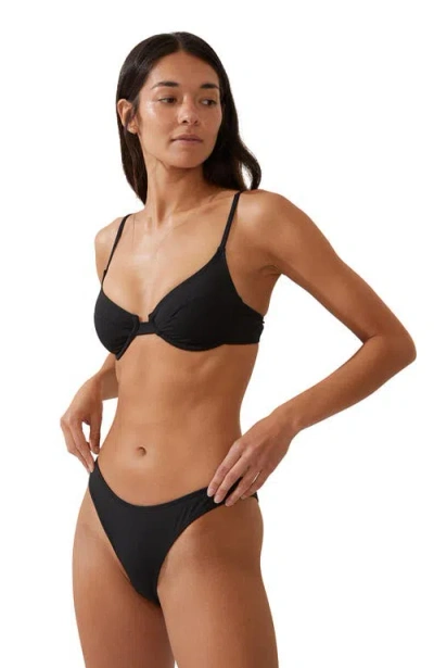 Cotton On Body Refined High Side Brazilian Bikini Bottom In Black