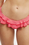 Cotton On Body Refined High Side Brazilian Bikini Bottom In Pink Red Gingham Frill