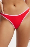 Cotton On Body Refined High Side Brazilian Bikini Bottom In Scarlet Rib Pink