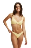 Cotton On Body Refined High Side Brazilian Bikini Bottom In Sunshine Rib