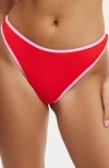 Cotton On Body Refined High Side Thong Bikini Bottom In Scarlet Rib Pink