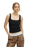 Cotton On Body Rib Lace Ruched Tank