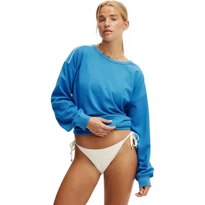 Cotton On Body Rib Long Sleeve Beach Top In Tranquil Blue