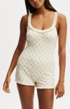 Cotton On Body Rib Ruffle Boyleg Romper In White