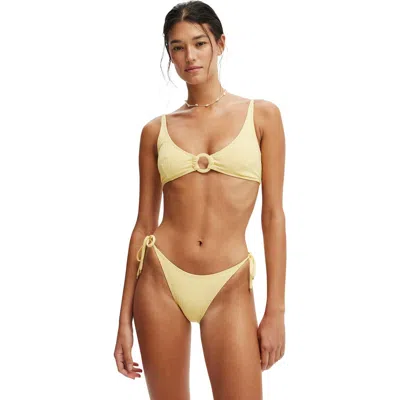Cotton On Body Ring Front Scoop Bikini Top In Sunshine Rib Rings